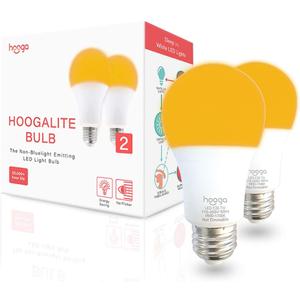 hooga Sleep Light Bulb, Amber Light Bulbs for Sleep Therapy, Blue Light Blocking, 1600K Dim Light Bulbs 45W Equivalent, Mood Soothing Light, E26 A19 Warm Light Bulbs for Bedroom, Nursery, 2 Pack. (2 Count (Pack of 1))