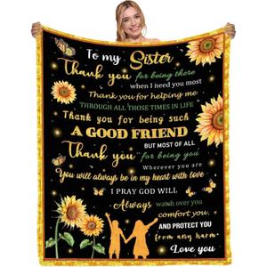 Sisters Gifts from Sister, Birthday Gift for Sisters from Brother, to My Sisters Blanket for Christmas - Super Soft Flannel Sunflower Throw Blanket 60" x 50"