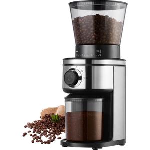 Ollygrin Burr Coffee Grinder, Electric Conical Coffee Bean Grinder With 30 Adjustable Grind Settings For 2-12 Cups, Sliver & Black