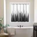 Shower Window Curtain, Abstract Gray Forest Small Short Waterproof Bathroom Window Curtain with Hooks, 60x48 Inch (Grey)