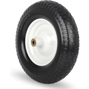 4.80/4.00-8" Flat-Free Tire and Wheel 16" Solid Wheelbarrow Tire, 6" Centered Hub, 5/8" Axle Bore Hole for Wheel Barrow Garden Utility Cart Replacement
