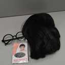 morvally Black Fluffy Medium Curly Cosplay Wig with Cut Bangs for Women Including Glasses frame