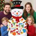 PEACELOVER DIY Felt Christmas Snowman Game Set for Kids, Wall Hanging Snowman Kit Xmas Gifts for Christmas Decorations with 36 Detachable Ornament 3.2 ft (White Snowman)
