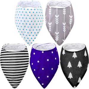 Janmercy 5 Pack Adult Drool Bandana Bibs Soft Adjustable Absorbent Drool Bibs for Women Special Needs Unisex Men