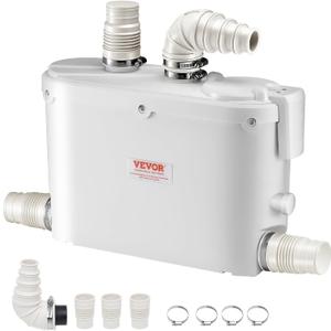 VEVOR 500W Utility Sink Pump, 29 GPM Flow, 26 ft/8 m Head, Macerator Sewerage Sump Pump with 3 Water Inlets for Basement, Kitchen, Sink, Shower, Bathtub, Laundry Waste Water Disposal Upflush Machine