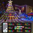 23FT 714 LED Christmas Decoration Lights Outdoor, 8 Modes Waterfall Star String Lights with Waterproof Timer, Dimmable Waterfall Tree Lights for Indoor Roof Patio Holiday Party, Multicolor
