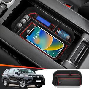 Car Center Console Organizer Tray for Toyota Highlander 2020 2021 2022 2023 2024 2025 2026 and Highlander Hybrid 2020-2026 Auto Interior Accessories Seat Middle Armrest Box Storage Accessory