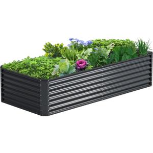 8x2x2FT Galvanized Raised Garden Bed,Galvanized Planter Boxes Outdoor, Large Metal Raised Garden Beds for Vegetables-Grey