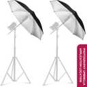 [2 Pack] 33" Black/Silver Reflector Umbrella Kit,Photography Umbrella Lighting Reflector for Contrast, Concentrative Light,Studio/Outdoor Photo and Video Lighting Accessories (2 * 33" Black)