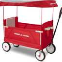 Radio Flyer 3-in-1 EZ Fold Wagon with Canopy, for Kids 1.5+, UV Shade, One-Hand Flat Fold, Seats 2 or Converts to Bench, DuraClean Fabric, Rubber Tires, 150 lb Capacity, Wagon for Kids or Cargo