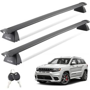 VEVOR Roof Rack Cross Bars, Fits Jeep Grand Cherokee 2014-2023 or 2011-2021 (with Grooved Side Rails), 200 LBS Capacity, Lockable Heavy Duty Aluminum Crossbar Racks Roof Rail Rooftop Luggage Canoe