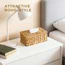 Rectangular Tissue Box Cover Compatible with 100-160 Sheets of Kleenex Water Hyacinth Rectangle Tissue Box Rattan Tissue Box Holder Rectangular, Hand Woven Wicker Tissue Holder