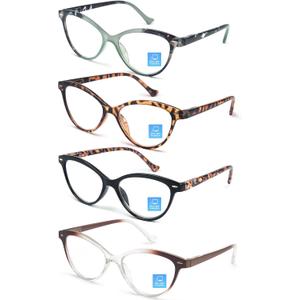 HEEYYOK 0.75 Reading Glasses For Women Small face Cateye Readers for Women Cheaters Reading Glasses Blue Light Blocking Womens Reader