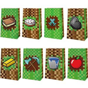 24 Packs Pixel Theme Party Gift treat Bags, Pixel Theme Birthday Party supplies