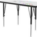 Correll 30"x60" Trapezoid Shaped, Classroom Dry Erase/Markerboard Top Activity Table, Height Adjustable (19"-29), White Durable High Pressure Laminate, School Furniture, Made in The USA