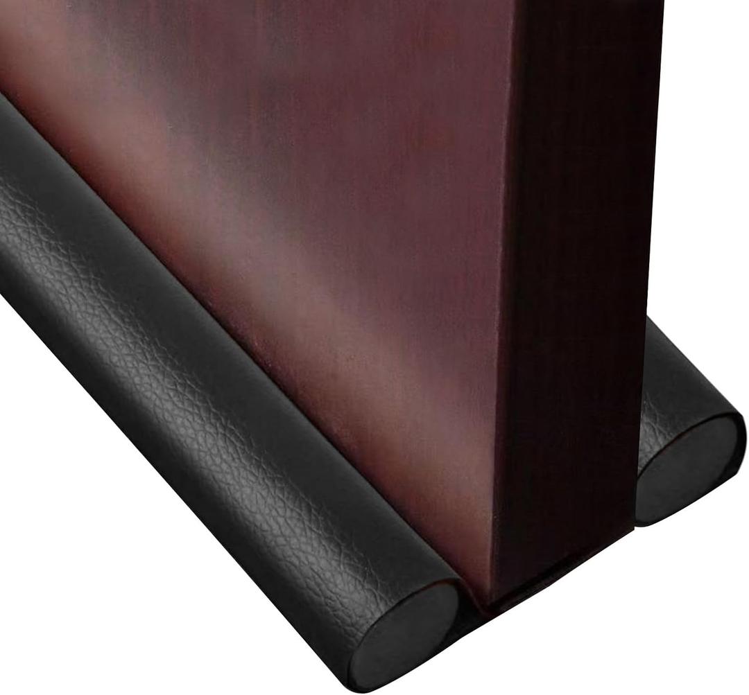 Under Door Draft Stopper, 0-38 inch Under Door Bottom Gap Filler Draft Noise Blocker,Adjustable Washable Under Door Sweep,Soundproof Door Seal Protector Guard for Cold Air,Wind,Light (2-Pack Black)