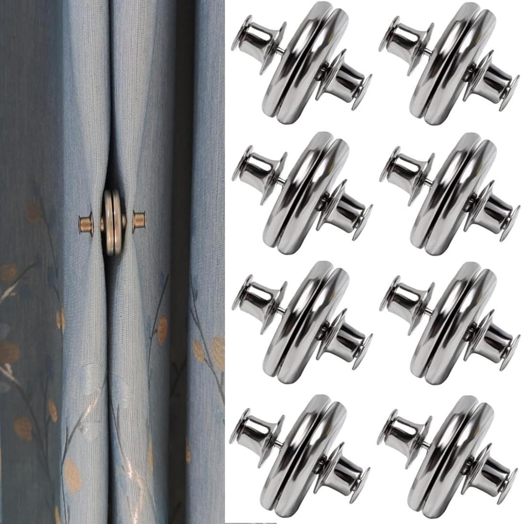 8 Pairs Curtain Magnets Closure, Magnetic Curtain Clips for Indoor Outdoor Curtains Prevent Light Leaking, Strong Curtain Weights Magnets for Pergola Patio Gazebo Cabana