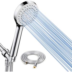 Shower Head with Handheld, High Pressure Handheld Shower Heads, Detachable Showerhead Set with Stainless Steel Hose and Adjustable Bracket (Chrome)