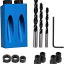 Pocket Hole Jig 14Pcs Kit - Woodwork Guides Joint Angle Tool Carpentry Locator - 15 Woodworking Inclined Hole Fixture 6/8/10mm Drill Bits Dowel Screw Drill Jig Joinery Kit Carpenters