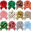 SIMISI RIBBON 12 Pcs Christmas Bows for Gift Wrapping Pull Bows and Ribbon for Presents, Gift Baskets