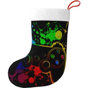 Gamer Gamepad Large Christmas Stockings, Xmas Tree Fireplace Hanging Decorations for Home Holiday Decor (One Size)
