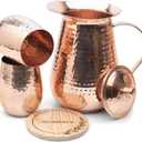 Large Pure Copper Pitcher (70 oz. /2000 ml) with 2 Tumblers for Drinking Water | Vase | Water Jug Set