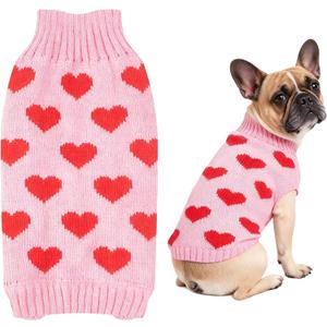 Dog Sweaters for  Dogs Heart Pink Dog Sweater Cute Puppy Sweaters Girl Dogs Outfit Knitted Pet Clothes, Pink Hearts, XL