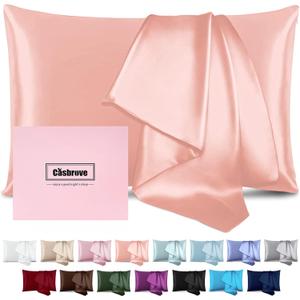 Silk Pillowcase for Hair and Skin Mulberry Silk Pillowcase Soft Breathable Smooth Both Sided Natural Silk Pillowcase with Zipper Beauty Sleep Silk Pillow Case 1 Pack for Gift(King,Baby Pink)