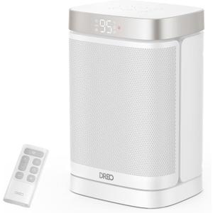 DREO Atom One Space Heater with Remote, 70Oscillating Electric Heaters with Digital Thermostat, 1500W PTC Ceramic Heater, 12h Timer, Quiet Safety Heating, Portable Heater for Home Office (Starlight)