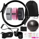 Nuplot Pilates Essentials Kit for Women - Better Yoga Pilates Kit for Home Workouts with Pilates Ring and Ball Set, Booty Bands, Figure 8 Resistance Band, Yoga Bands for Stretching
