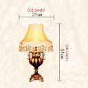 Victorian Crystal Table Lamp, 20.1-inch Resin Base, Gold Antique Design with Crystal Pendants, Silk Shade