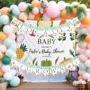 4 x Locally Grown Baby Shower Bunting Banner, Farmer's Market Party Garland Decorations, Theme Farm Fruit and Vegetables Banner for kids Boys Girls Produce Stand
