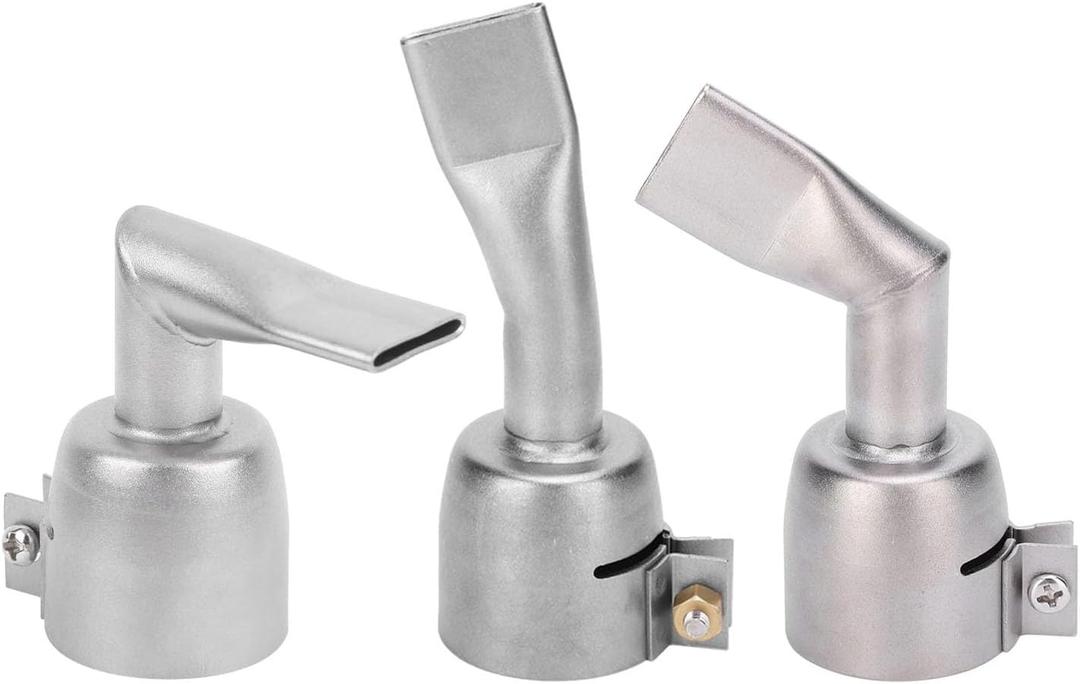 3Pcs Stainless Steel Hot Air Gun Welding Nozzles, 20MM 90 120 Degree Flat Wide Mouth Tubular Welding Gun Nozzle Tips for Diameter 32mm Welding Heat Gun, for Welding PP PVC Plastic Sheet