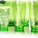 26-Ounce Plastic Tumblers (Set of 6), Reusable Plastic Mugs, BPA-Free Acrylic to Drink Mugs, Shatter Resistant, Textured Interior, Dishwasher Safe (Green, 26 Ounce)