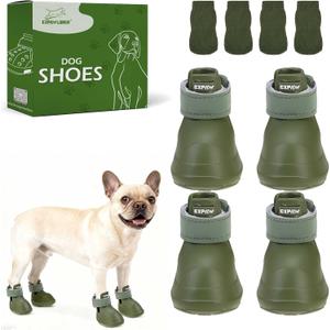 EXPAWLORER Dog Shoes for Dogs, Waterproof Non-Slip Dog Snow Booties for Winter with Socks, Easy On & Off Pet Boots & Paw Protectors, Easy-Clean for Beach, Outdoor Rain (Green M) (Size 5/M (Paw Width:2in))