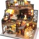 Lannso DIY Dollhouse Miniature Kit, Doll House Kit with Dust Proof Cover and Music Box, Mini Wooden Dollhouse Toys for Adult Gift(M2132)