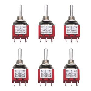 mxuteuk 6pcs Momentary Mini Miniature Toggle Switch 6 Terminal 3 Position DPDT (ON)/Off/(ON) for Car Dash Dashboard 5A 125V 2A 250V MTS-223