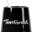 LEETOYI Porcelain Toothbrush Holder for Bathroom Vanity and Countertop, Brushing Holder Easy to Clean (Black)