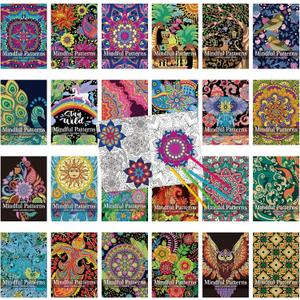 Liliful 24 Pcs Mindful Coloring Book Bulk for Adult DIY Art Stress Relief Drawing Book with Relaxing Mindfulness Patterns for Adults, Party Favors, Goodie Bag Filler and Holiday Gifts