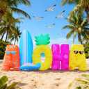 DomKom 6FT Tiki Luau Inflatables, Aloha, Hawaiian Summer Tropical Beach Blow up Party Decor Party Giant Yard Decoration, Outdoor Built-in LED Lights Lawn Holiday Outside