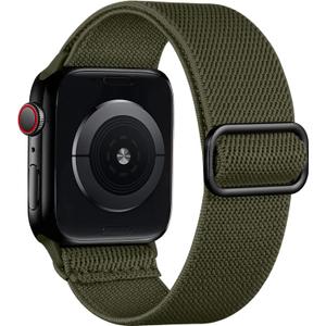 Lerobo Braided Band Compatible with Apple Watch Series 11 10 9 8 7 46mm 45mm 41mm Ultra SE 3 2 1 49mm Series 6 5 4 3 44mm 40mm 38mm 42mm Men iWatch Bands Women Stretchy Nylon Solo Loop Sport Strap (Green)