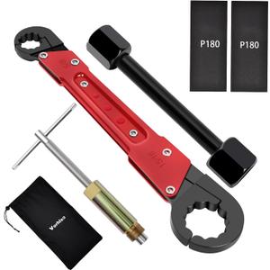 6 Pcs Plumbing Tools Kit with Angle Stop Wrench & 1/2-Inch Compression Sleeve Puller, Professional Plumbers Wrench, Sandpaper and Storage Bag for Frozen/Corroded Angle Stop