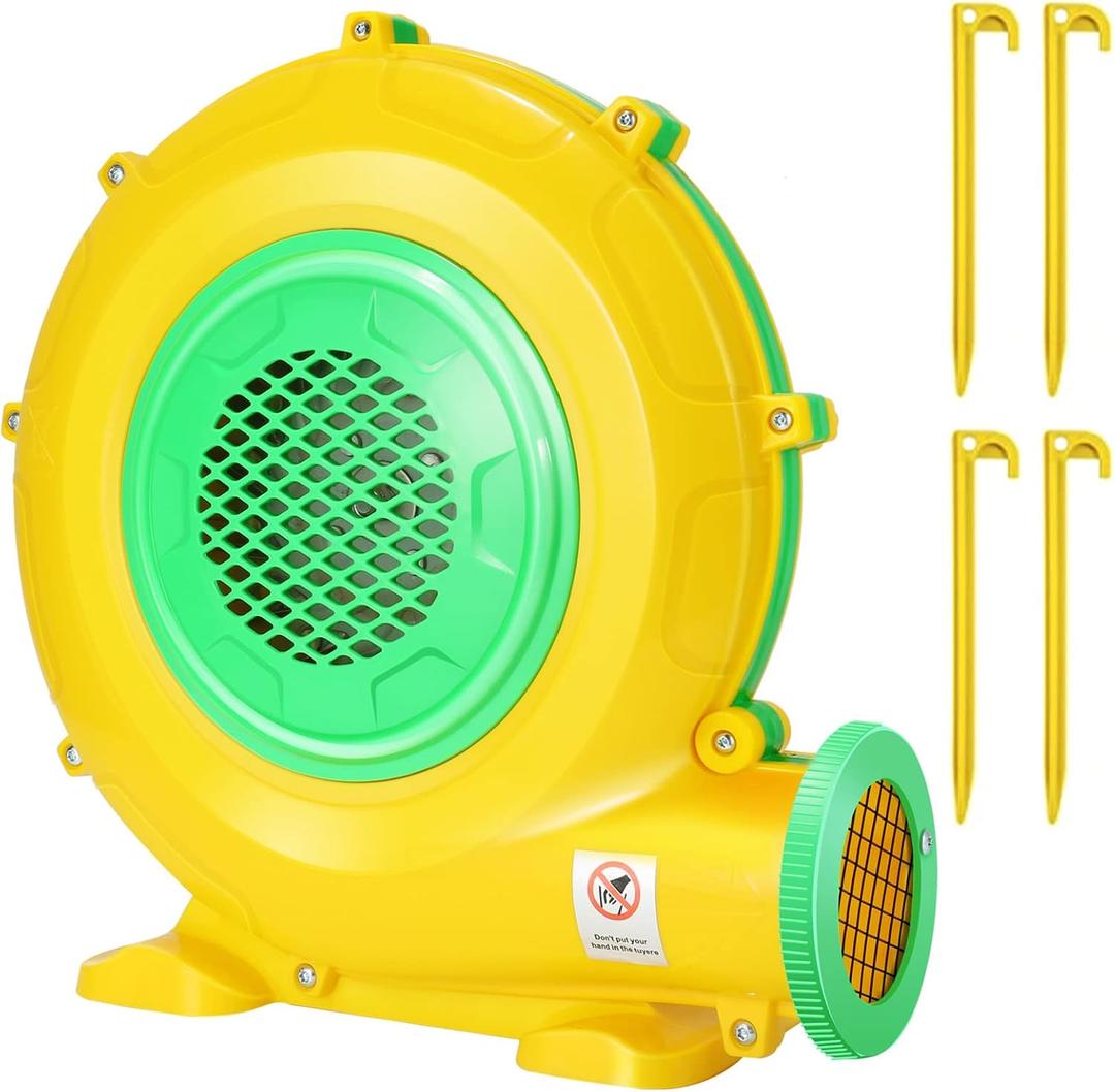 Bounce House Blower, 1100W/1.47HP Commercial Air Blower with Double-Sided Fan Blade Design, Strong Wind and Great Heat Dissipation Properties for Bouncy Castle, Jump Slides, Arch, Inflatables