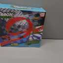 16 Ft Flexible Car Race Track, Flex Ramp with 12 Suction Cups, Compatible with Hot Wheels and Diecast 1/64th Cars, Double Tracks Long Rolls Up Portable Racetrack (Blue)