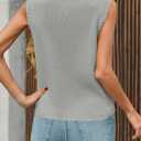 Saodimallsu Womens Summer Cropped Sweater Vest Sleeveless Button Ribbed Knit Crew Neck Cardigan Vests Top with Pockets (Gray, S)