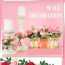 Honeydak 9 Pcs Mason Jar Centerpiece for Dining Room Table with Farmhouse Wood Tray, 3 Mason Jars, 6 Fake Flowers, and 2 LED Light for Room Kitchen Living Bathroom Wedding (Peony)