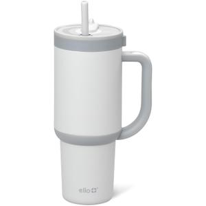 Ello Oasis 30 oz Tumbler with Handle & Retracting Straw | Reusable Insulated Stainless Steel Cup 100% Leakproof, Gifts for Teens Women Men | Keeps cold for 20 Hours, Cup Holder Friendly, Grayscale