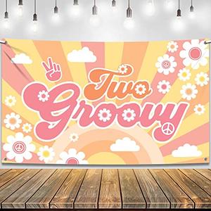 KatchOn, XtraLarge Two Groovy Banner - 72x44 Inch | Two Groovy Birthday Decorations for Boys and Girls | Two Groovy Banner Backdrop for Retro, Hippie, 70s Party Decorations