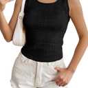 Womens Tank Tops Crewneck Sleeveless Summer Sweaters Vest Casual Basic Tees Ribbed Shirts (Black, S)