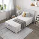 NapQueen 8 Inch Innerspring Twin Size Medium Firm Memory Foam Mattress, Bed in a Box, White